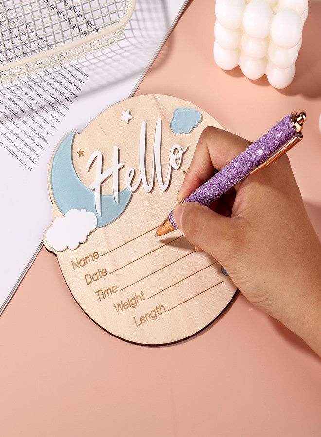 Penitue Baby Announcement Sign, 15cm/5.91in Wooden Hello World Newborn Welcome Sign Birth Baby Name Plaques for Hospital Nursery & Child Room - Image 4